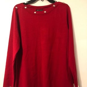 Women Large Red Long Sleeved Sweater w Bling